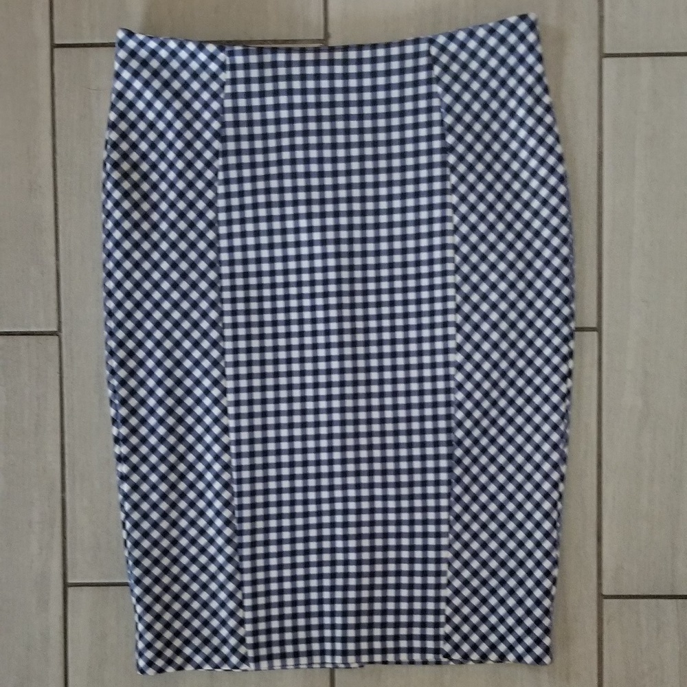 Royal Blue Gingham Pencil Skirt